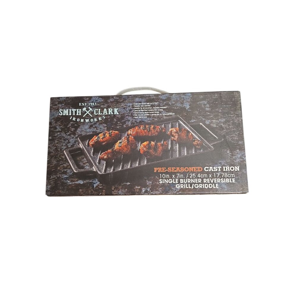 NIB Smith & Clark Cast Iron Reversible Grill/Griddle – 10"x7" Single Burner